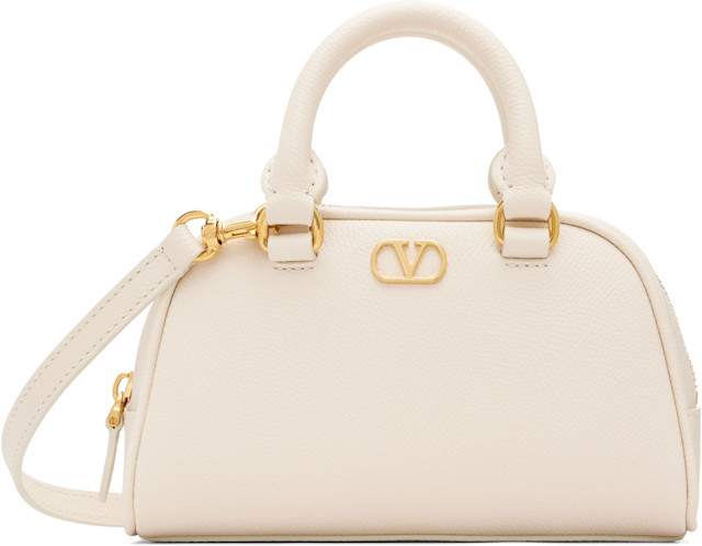 Valentino Garavani ミニショルダーバッグ ホワイト Valentino Garavani: Off-White VLogo Signature Mini Bowling Bag