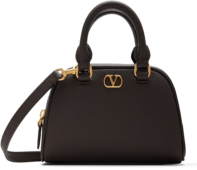 Valentino Garavani: Brown Mini VLogo Signature Bowling Bag | SSENSE