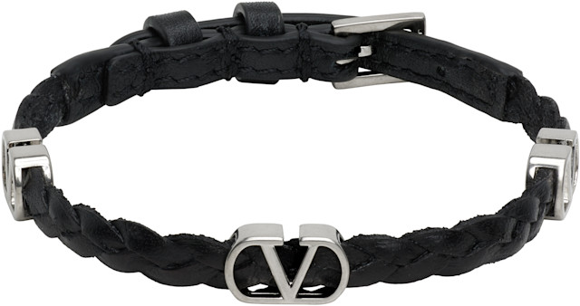 valentino garavani クッション（6個セット） Valentino Garavani: VLogo Signature Braided Calfskin Bracelet | SSENSE