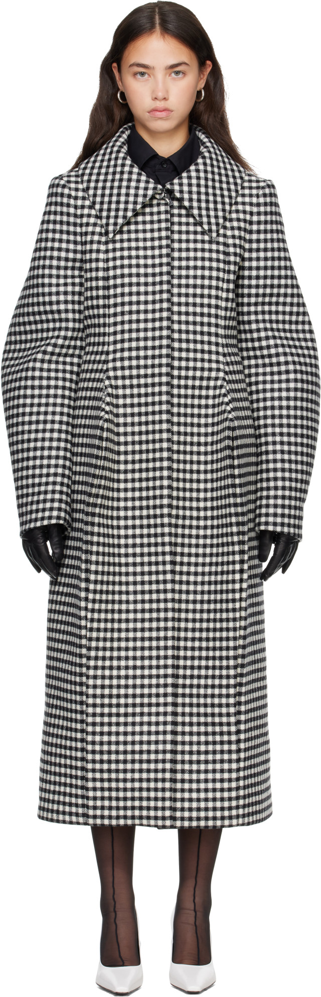 Jean Paul Gaultier: Black & White ' The Pleated' Coat | SSENSE