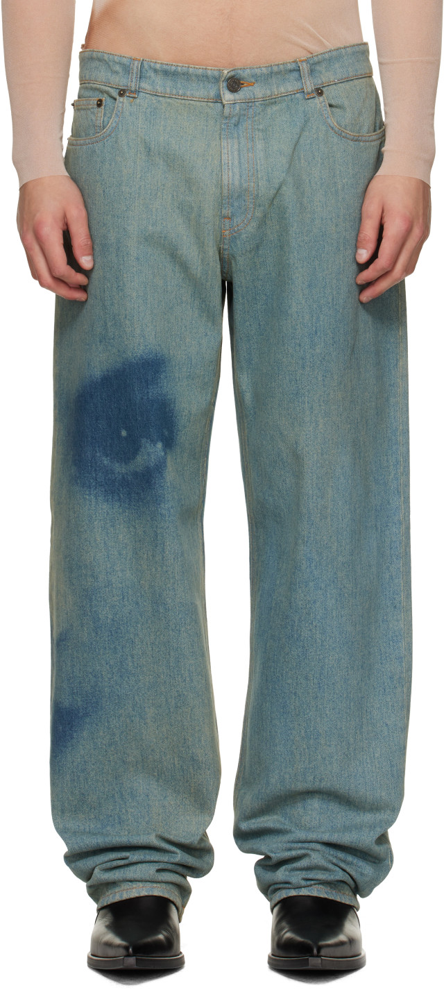 Jean Paul Gaultier: Blue 'The Face Denim' Jeans | SSENSE