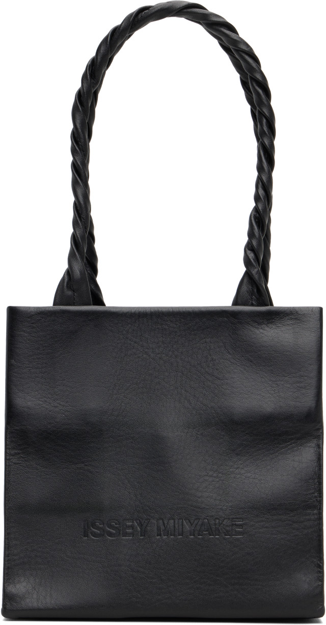 ISSEY MIYAKE: Black 'Leather Paper' Bag | SSENSE