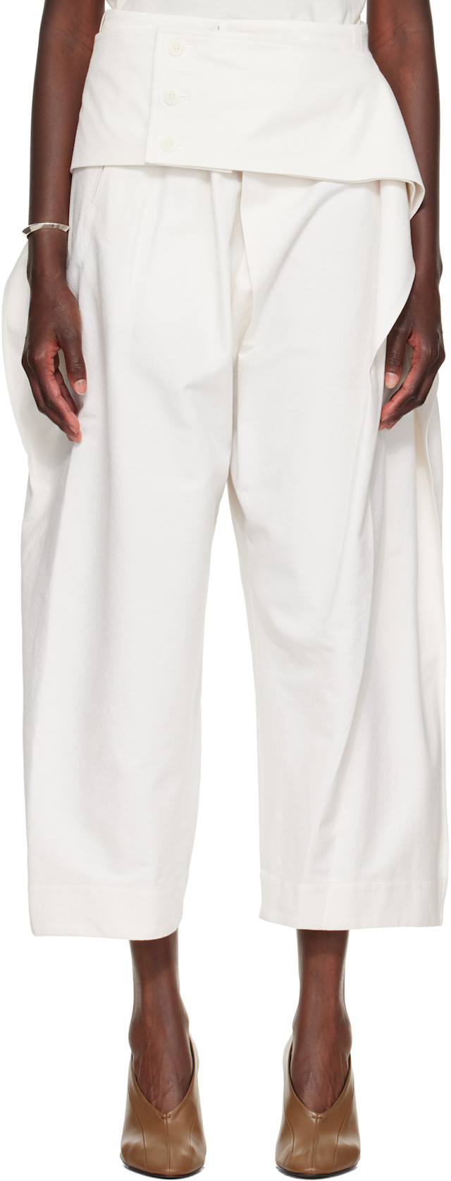 ISSEY MIYAKE: Off-White Grainy Trousers | SSENSE