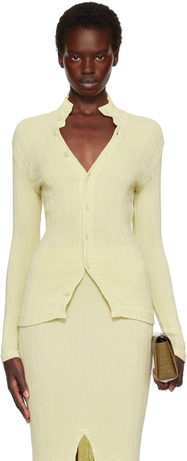ISSEY MIYAKE: Off-White Rill Cardigan | SSENSE