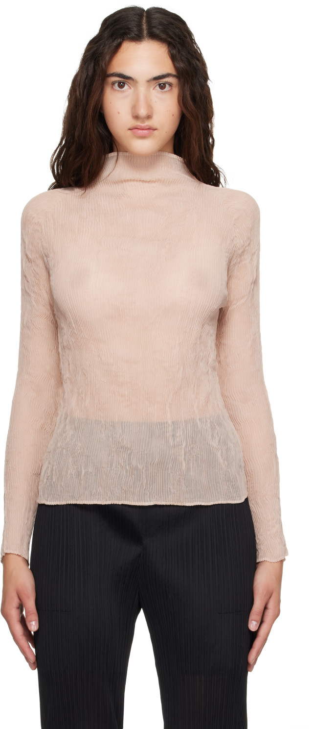 ISSEY MIYAKE: Pink Chiffon Twist 2 Top | SSENSE