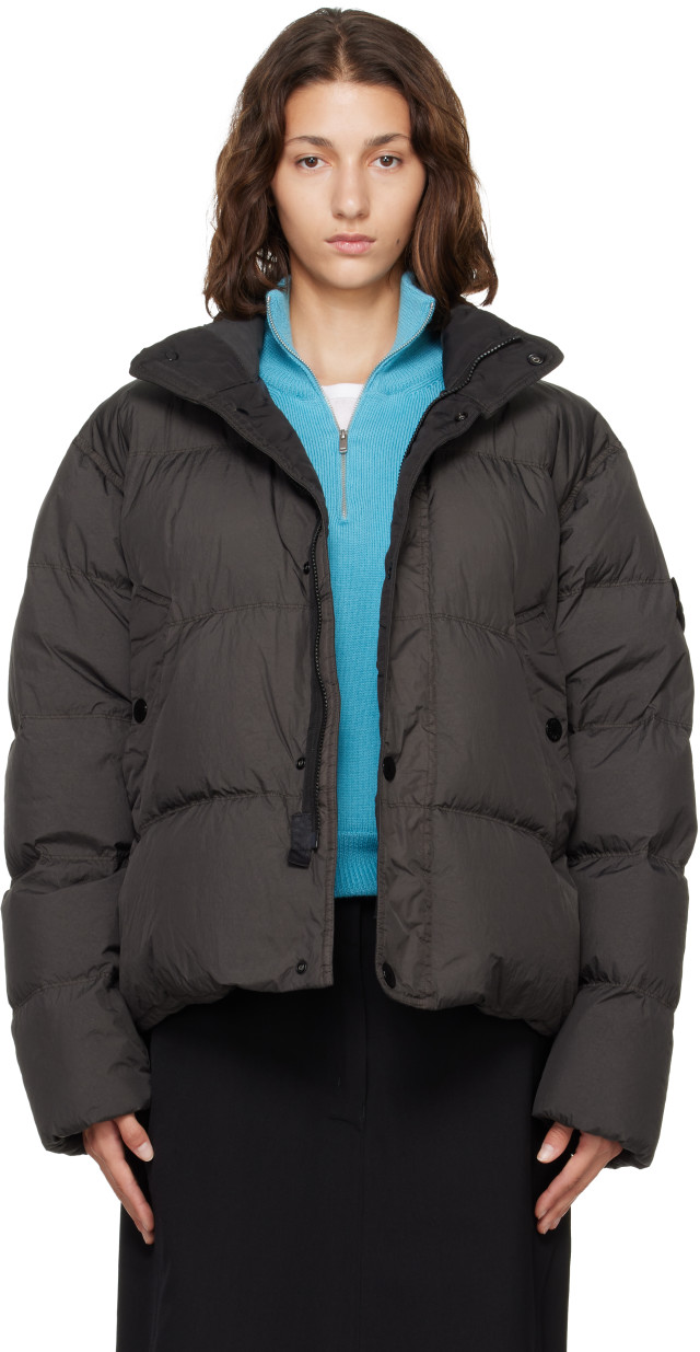 Stone Island: Gray 4100109 Crinkle Reps NY Down Jacket | SSENSE