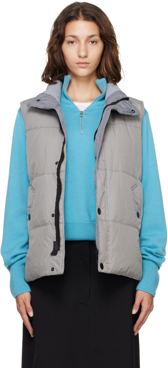 Stone Island: Gray G100010 Crinkle Reps NY Down Vest | SSENSE