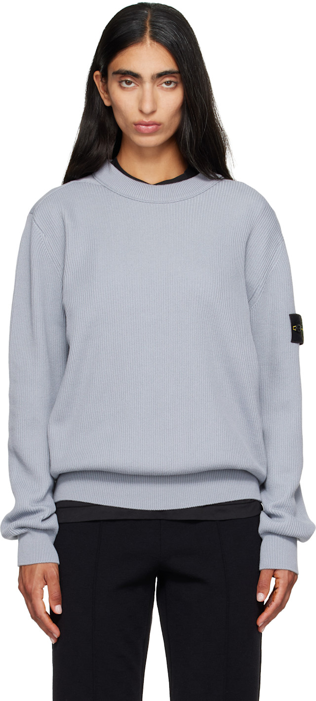 Stone Island: Gray 5100154 Ribbed Soft Organic Cotton Sweater | SSENSE