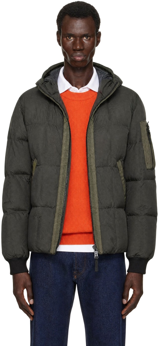 Stone  ダウン Stone Island: グレー 4100034 Crinkle Reps NY ダウンジャケット