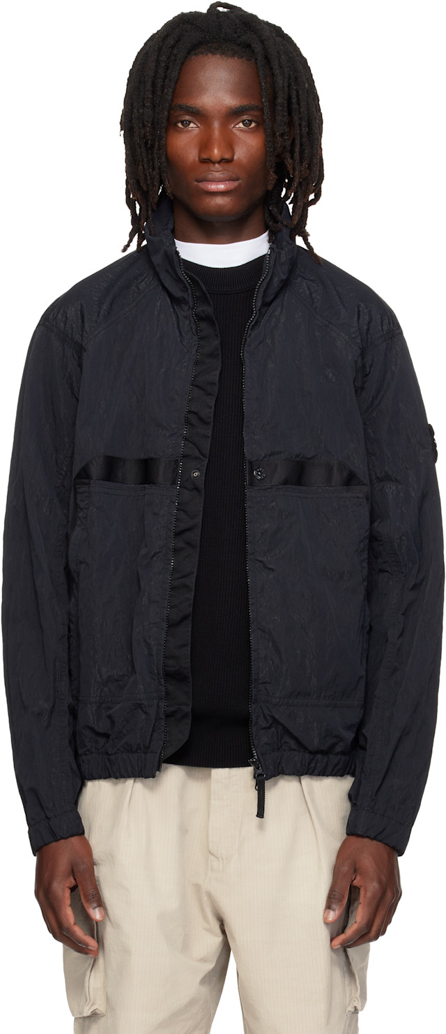 Stone Island: ブラック Q100009 Warp Rib Nylon-TC ジャケット