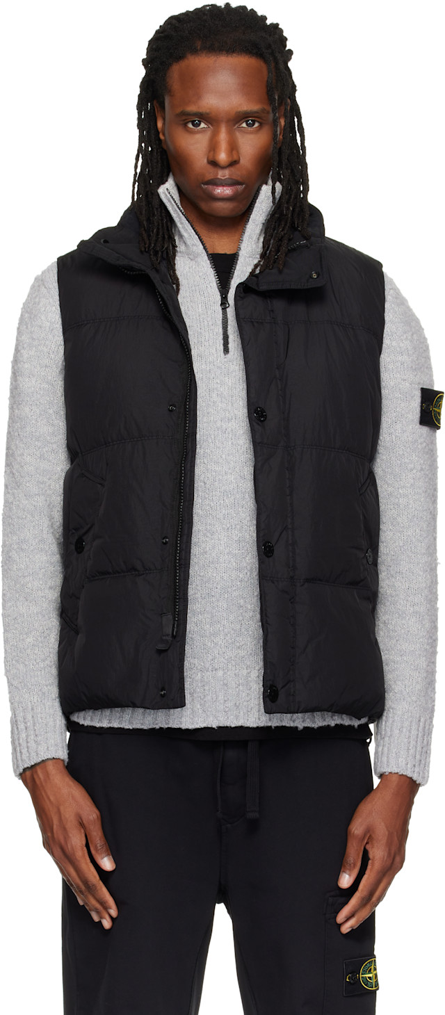 Stone Island: ブラック G100010 Crinkled Reps NY ダウンベスト