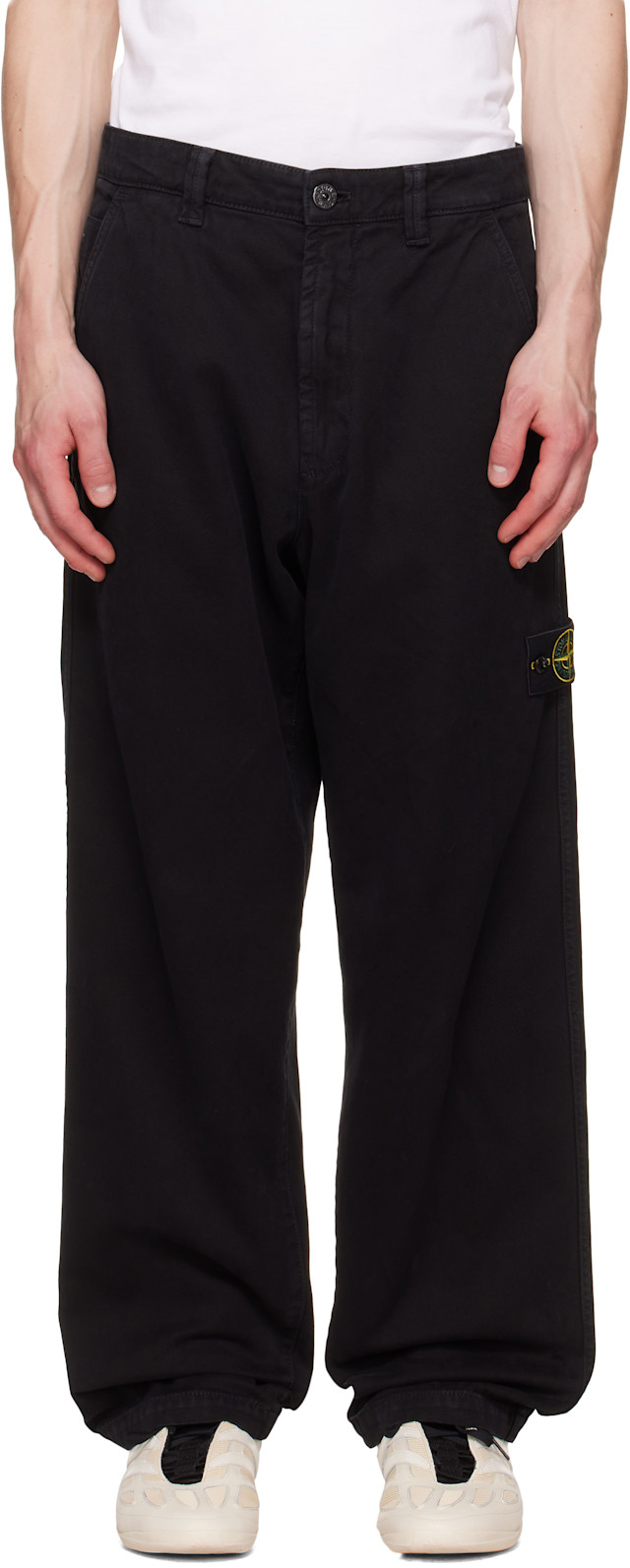 パンツ STONE  / ORGANIC PANAMA COTTON Stone Island: ブラック 3100014 Organic Panama Cotton 'Old' Effect