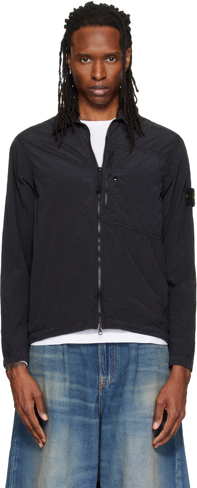 Stone Island: Black 1200041 Nylon Metal Overshirt | SSENSE