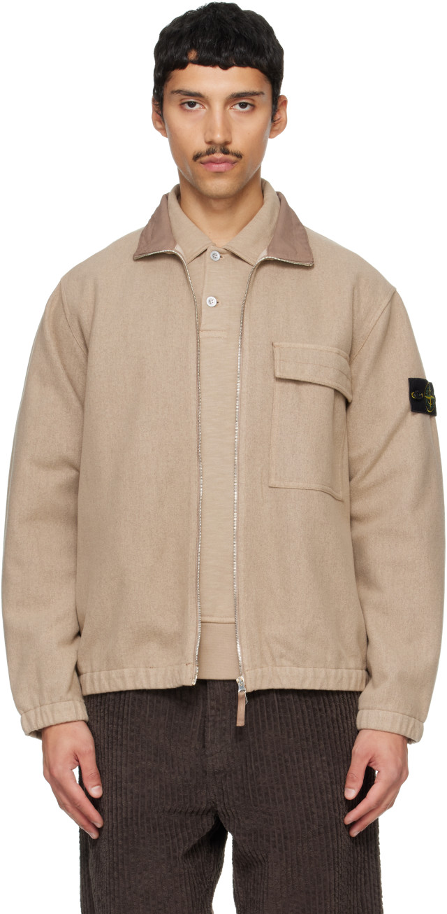 STONE  シャツジャケット ベージュ Stone Island: ベージュ 1200033 Wool Nylon Flannel ジャケット