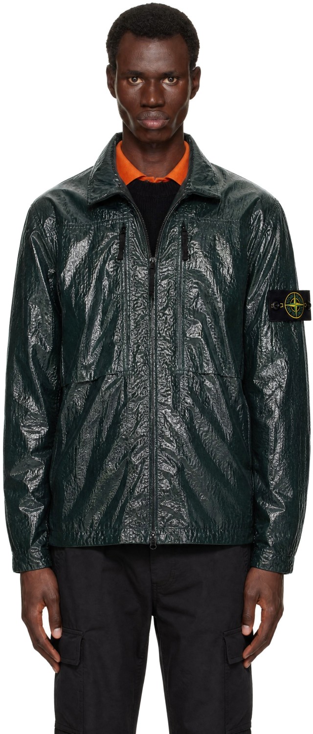 Stone Island: グリーン 1200031 Nylon Lucido ジャケット | SSENSE 日本