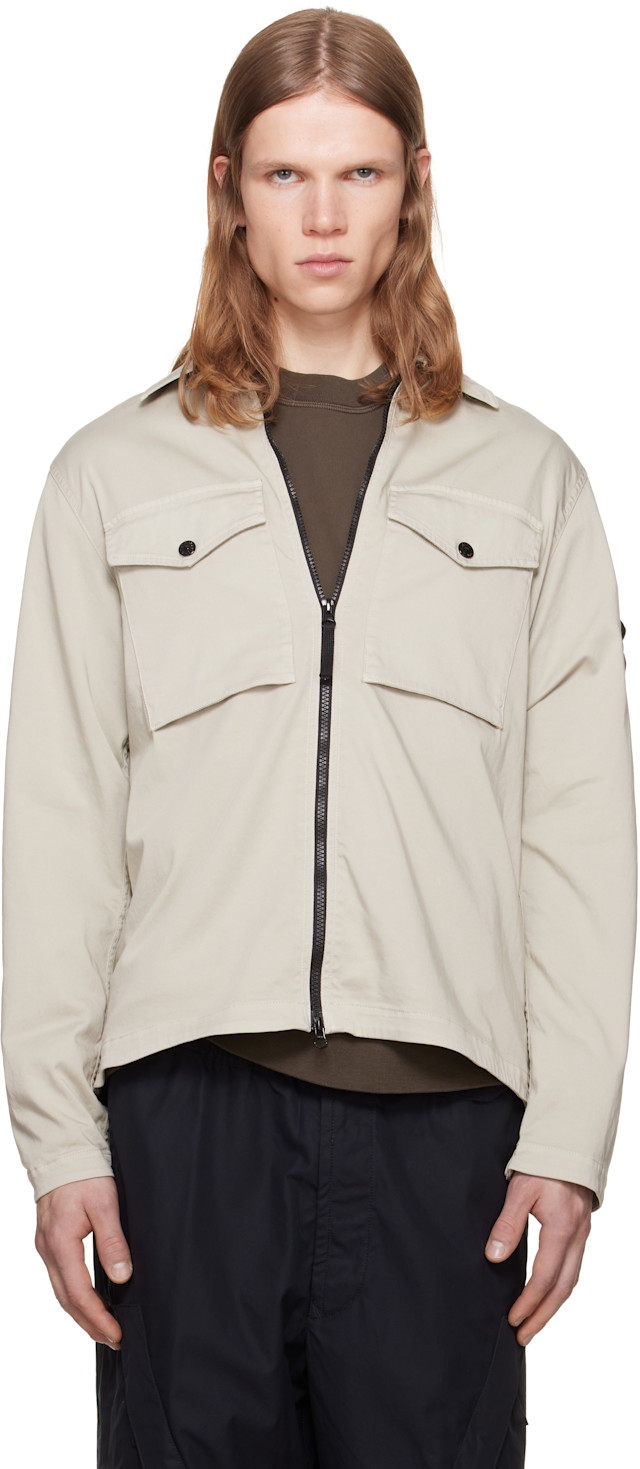 未使用90sITALIA製STONE アイボリーリネンシャツ 希少 Stone Island: ベージュ 1200010 Stretch Cotton Organic Cotton Satin