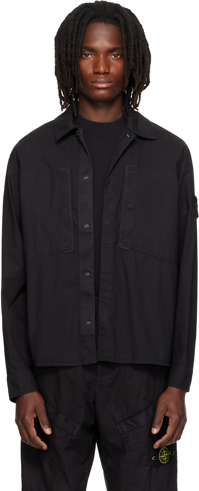Stone Island: Black 1200005 Stretch Cotton Tela 'PARACADUTE' Shirt