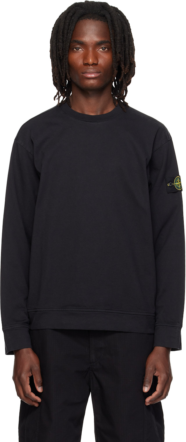 Stone Island: Black 6100057 Heavy Organic Cotton Jersey Sweatshirt