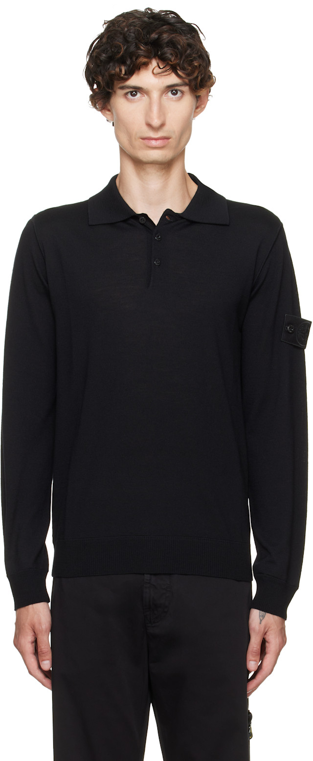 STONE  ポロシャツ ブラック　S Stone Island: ブラック 5100076 Light Pure RWS Wool_S.I. Ghost