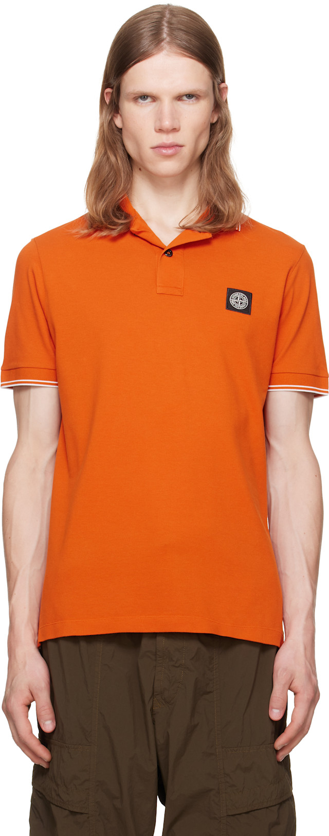 Stone Island: オレンジ 2200010 Organic Cotton Piqué Stretch