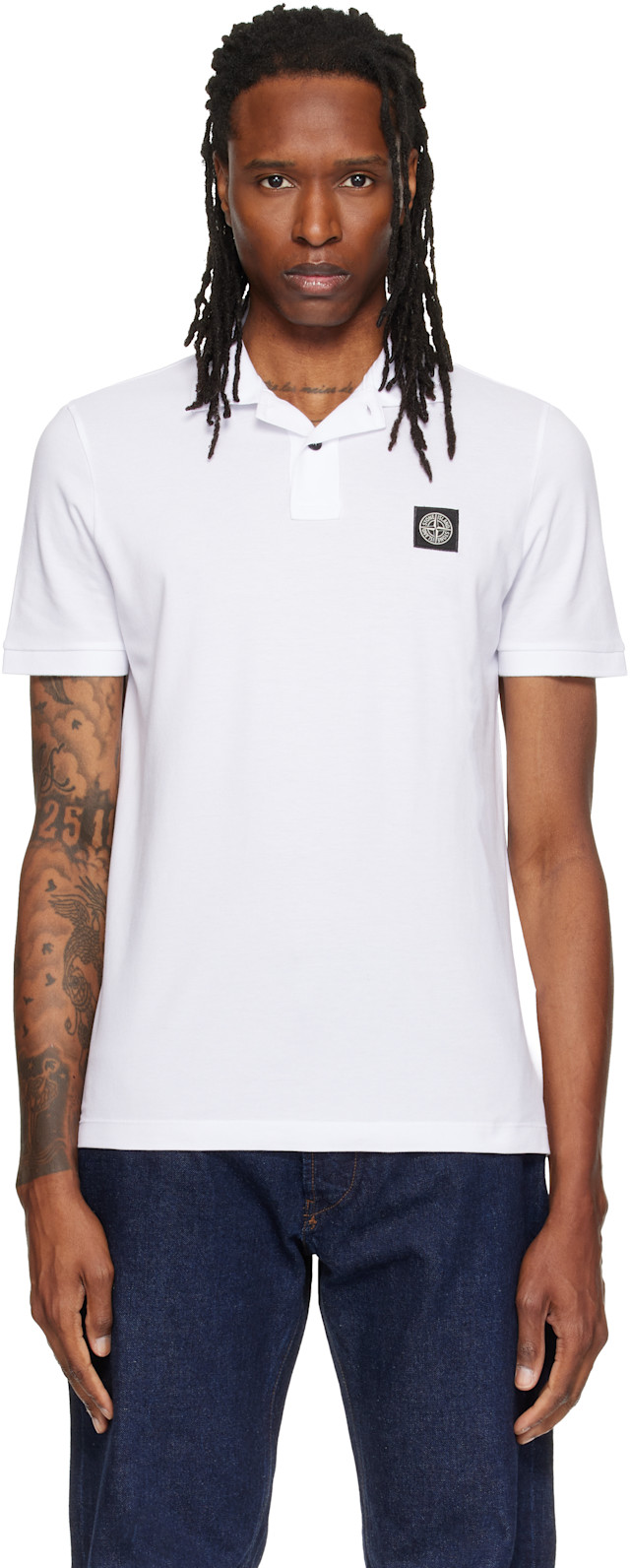 Stone Island: ホワイト 2200008 オーガニックコットン ピケ