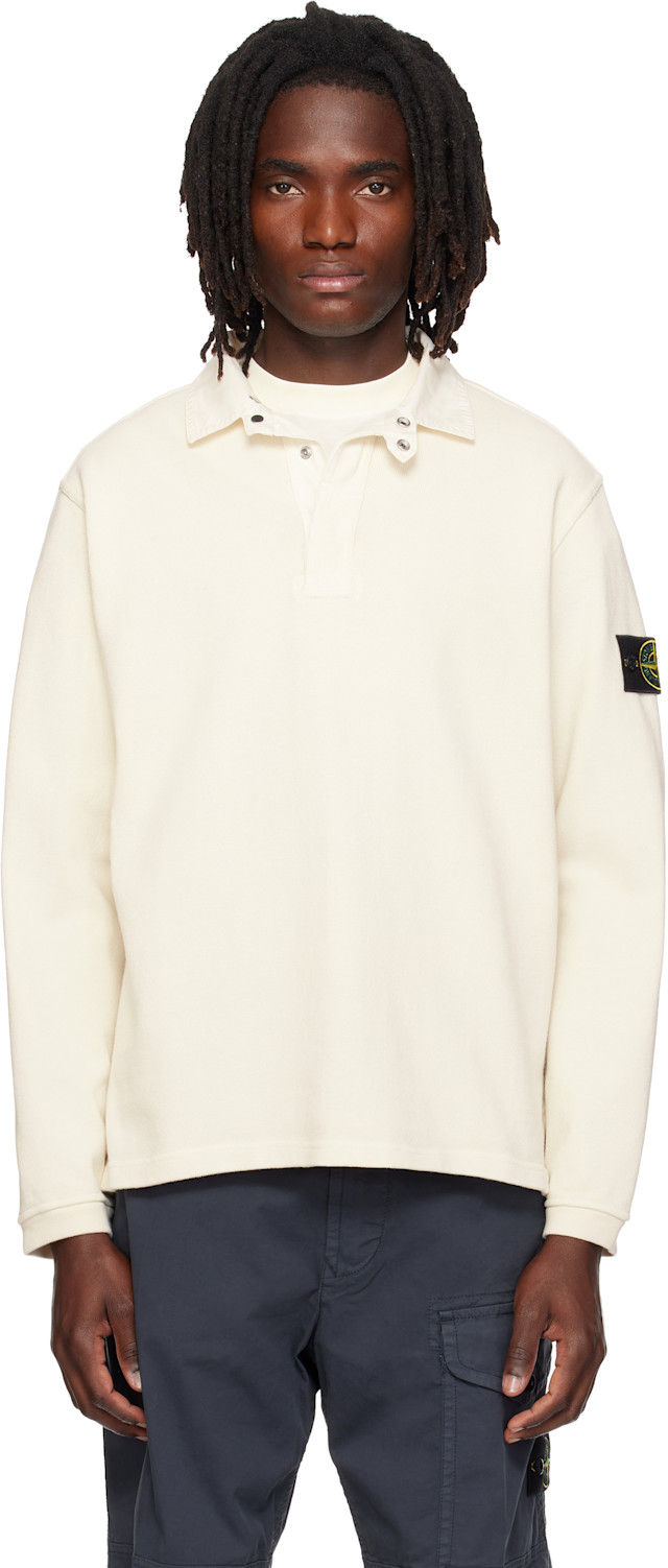 Stone Island: Off-White 6100001 Heavy Cotton Jersey Polo | SSENSE