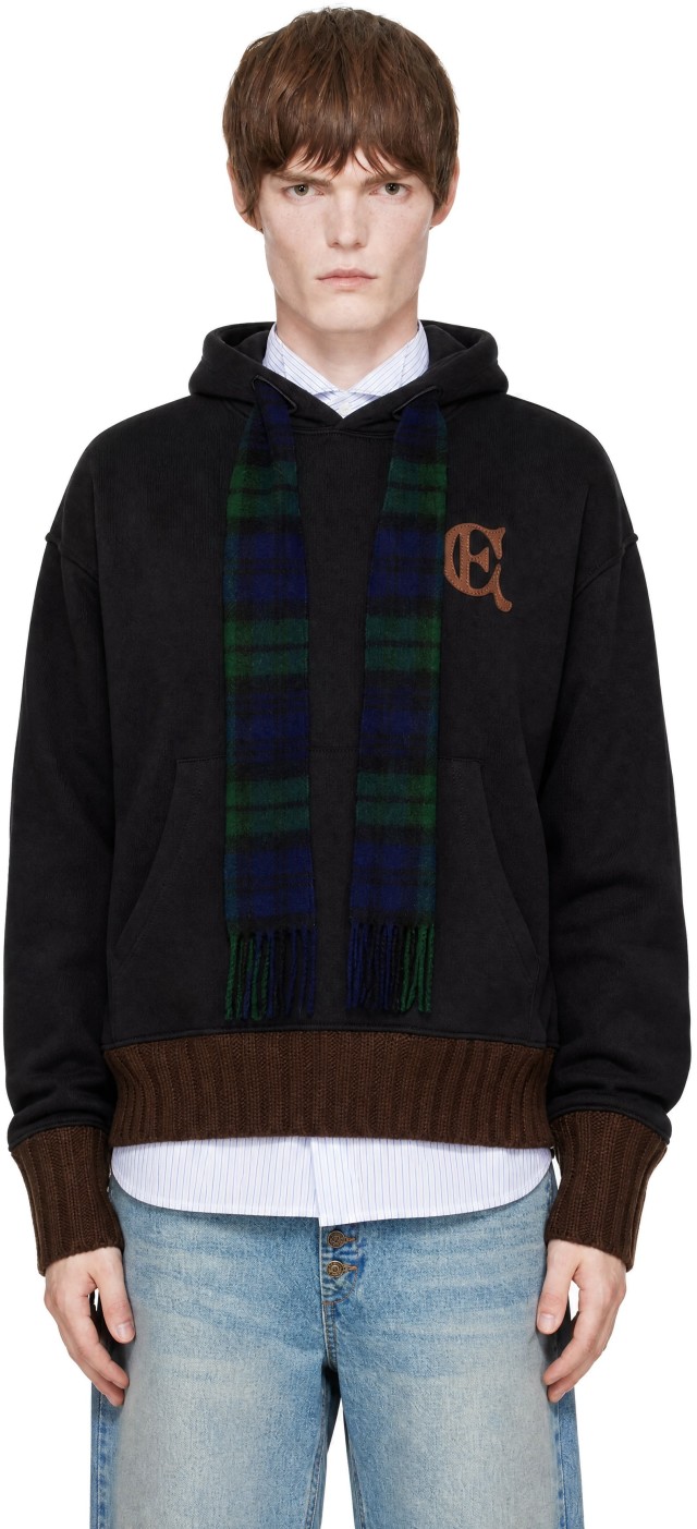 EGONlab: Black Scarf Hoodie | SSENSE