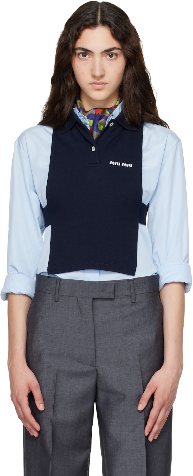 Miu Miu: Navy Piqué Polo Vest | SSENSE Canada Miu Miu: Navy Piqué Polo Vest | SSENSE Canada