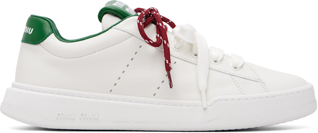 みぃたんセレクト Miu Miu: White Leather Sneakers | SSENSE Canada