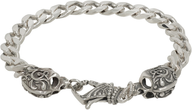 E*A様 Emanuele Bicocchi ビコッキー スカル ブレスレット Emanuele Bicocchi: Small Chain Skull Bracelet | SSENSE