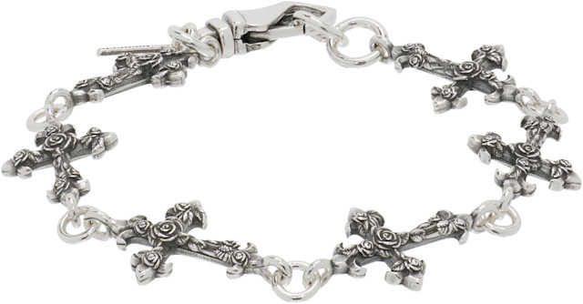 emanuele bicocchi シルバーブレスレット Emanuele Bicocchi: Rose Multi-Cross ブレスレット | SSENSE 日本