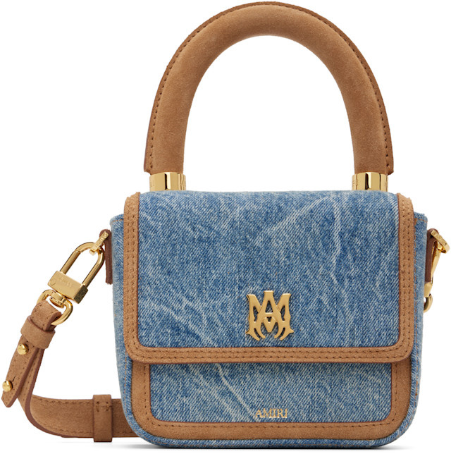 AMIRI: Blue Denim Suede Micro MA Bag | SSENSE