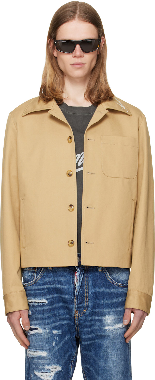AMIRI アミリ スパンコール シャツ ジャケット LUNA SEA J着 AMIRI: ベージュ Script Collar シャツジャケット | SSENSE 日本