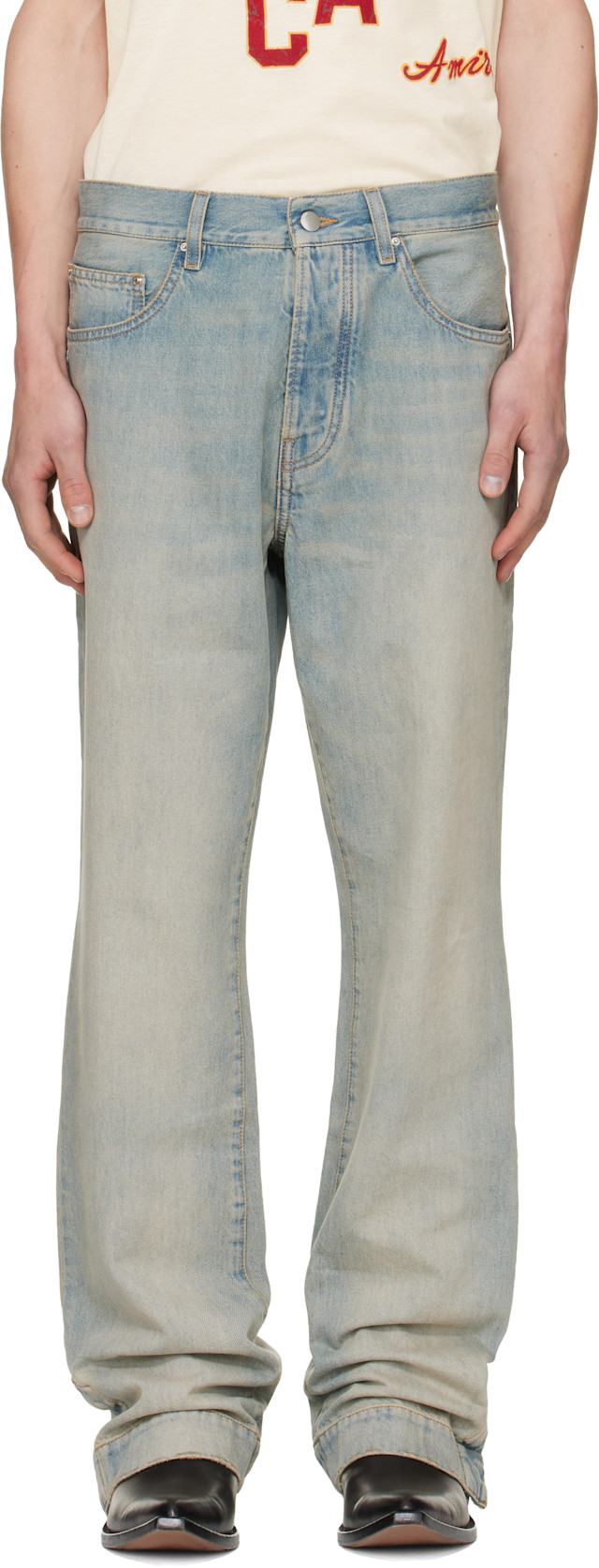 AMIRI: Blue Straight Flare Jeans | SSENSE