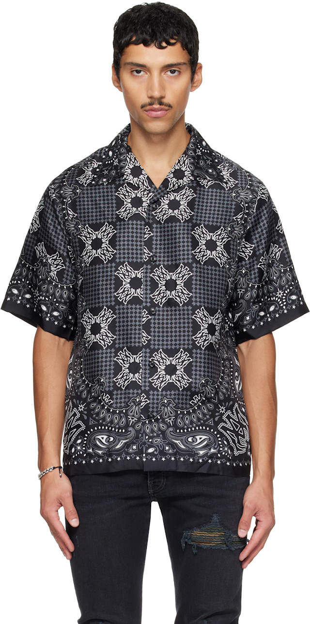 AMIRI: Black MA Check Camp Shirt | SSENSE