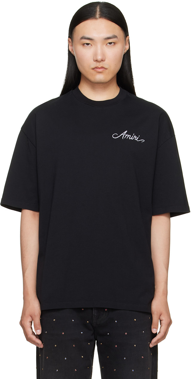 AMIRI: Black MA Quad Checkerboard Oversized T-shirt | SSENSE