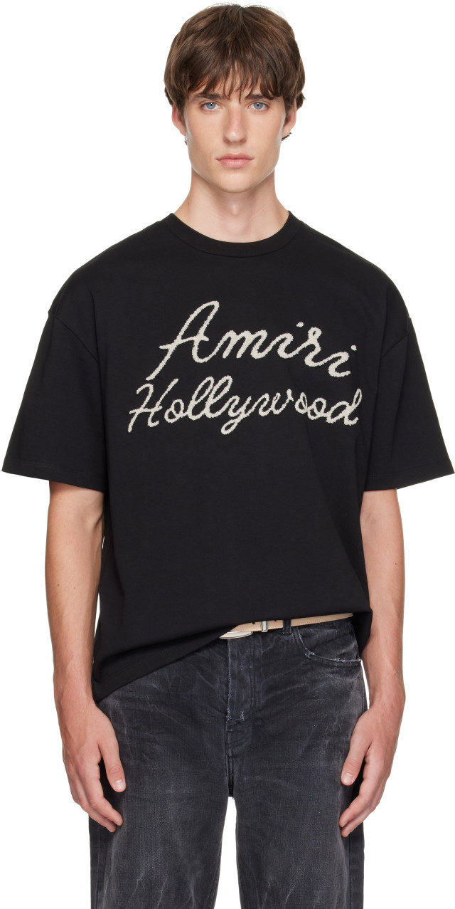 AMIRI: Black 'Amiri Hollywood' Oversized T-shirt | SSENSE