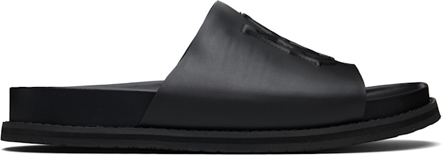 AMIRI: Black MA Leather Pool Slides | SSENSE