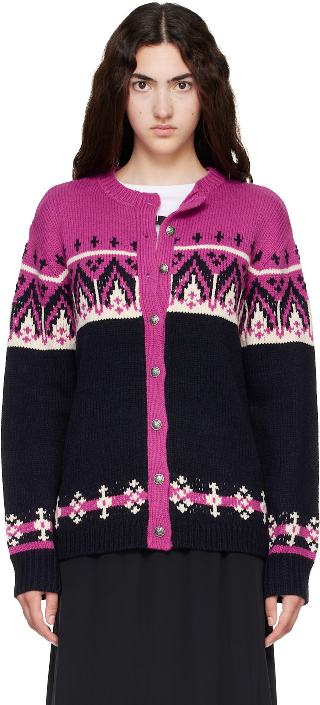 ANNA SUI 6点セット Anna Sui: Black & Purple Fair Isle Knit Cardigan | SSENSE