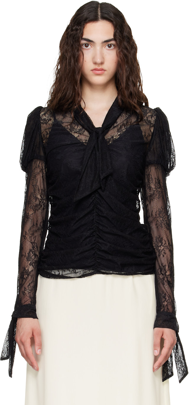 Anna Sui: Black Long Sleeve Blouse | SSENSE