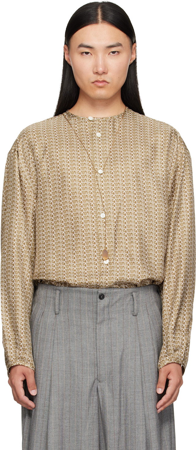 Hed Mayner: Green Printed Shirt | SSENSE