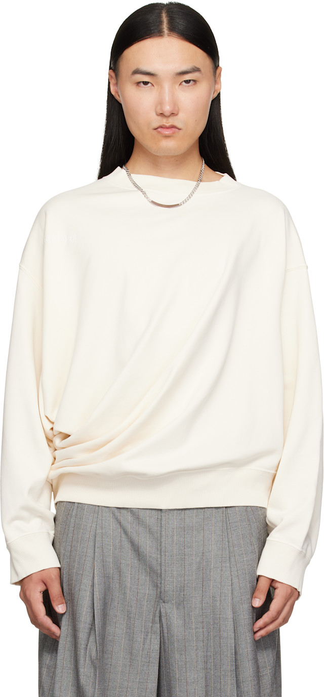 HED MAYNER クルーネック Hed Mayner: Off-White Asymmetric Sweatshirt | SSENSE