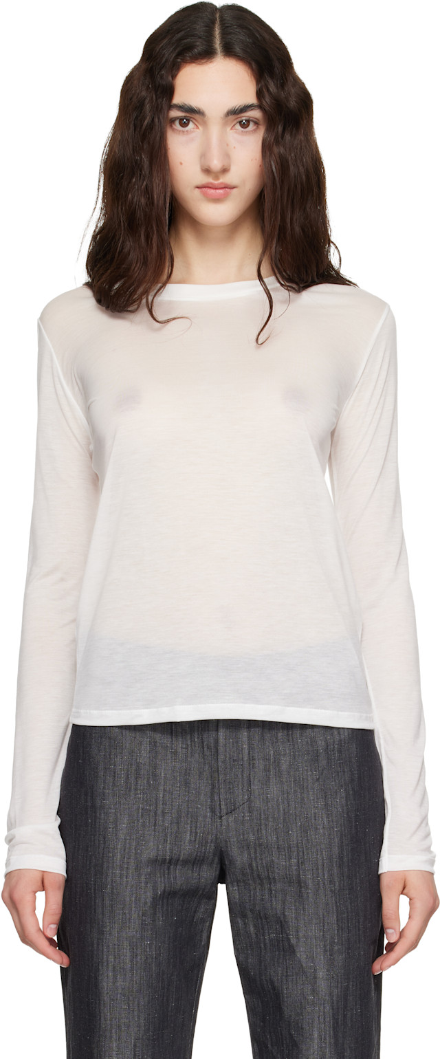 Baserange: White Long Sleeve T-shirt | SSENSE Canada