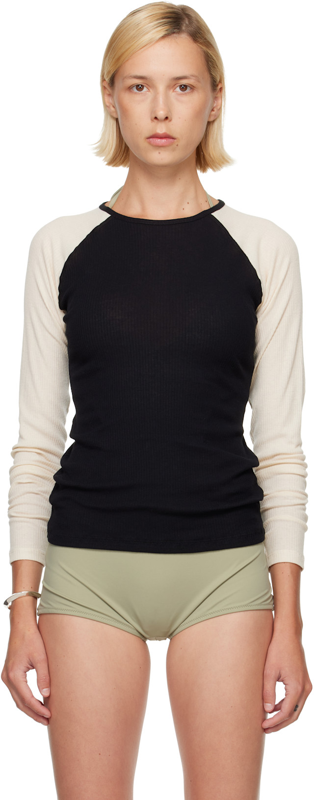 BASERANGE/ベースレンジ GENE LONG SLEEVE T Baserange: SSENSE Exclusive Black & Off-White Gene Long Sleeve T