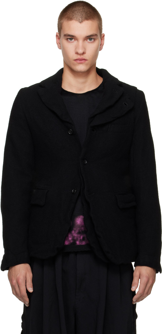■ BLACK COMME des GARCONS テーラードジャケット XL Black Comme des Garçons: ブラック Top Wool Tweed Medium テーラード