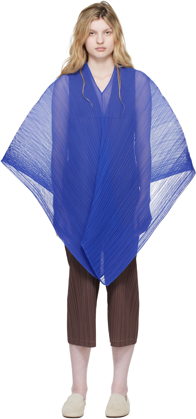 PLEATS PLEASE ISSEY MIYAKE: Blue Madame-T Scarf | SSENSE