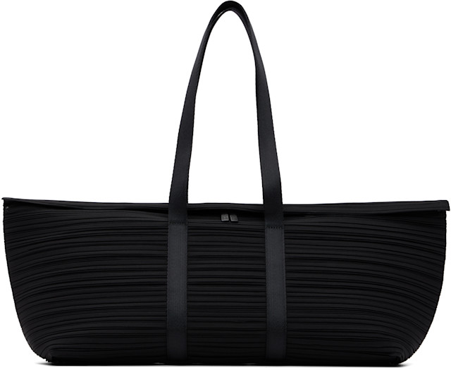 ISSEY MIYAKE 大容量ボストンバッグ 黒 ナイロン PLEATS PLEASE ISSEY MIYAKE: Black Pleats Boston Shoulder Bag | SSENSE