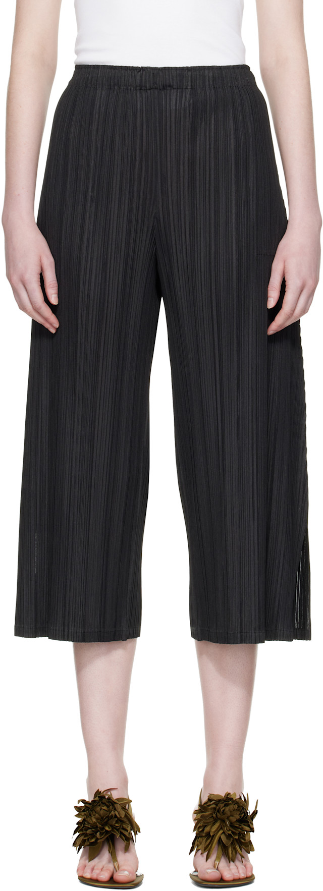 PLEATS PLEASE ISSEY MIYAKE: Black Mellow Pleats Trousers | SSENSE