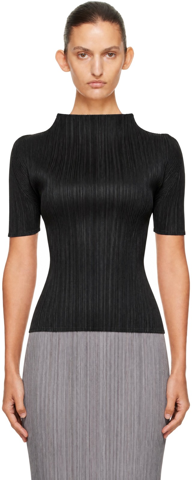 PLEATS PLEASE ISSEY MIYAKE: Black Monthly Colors September Top