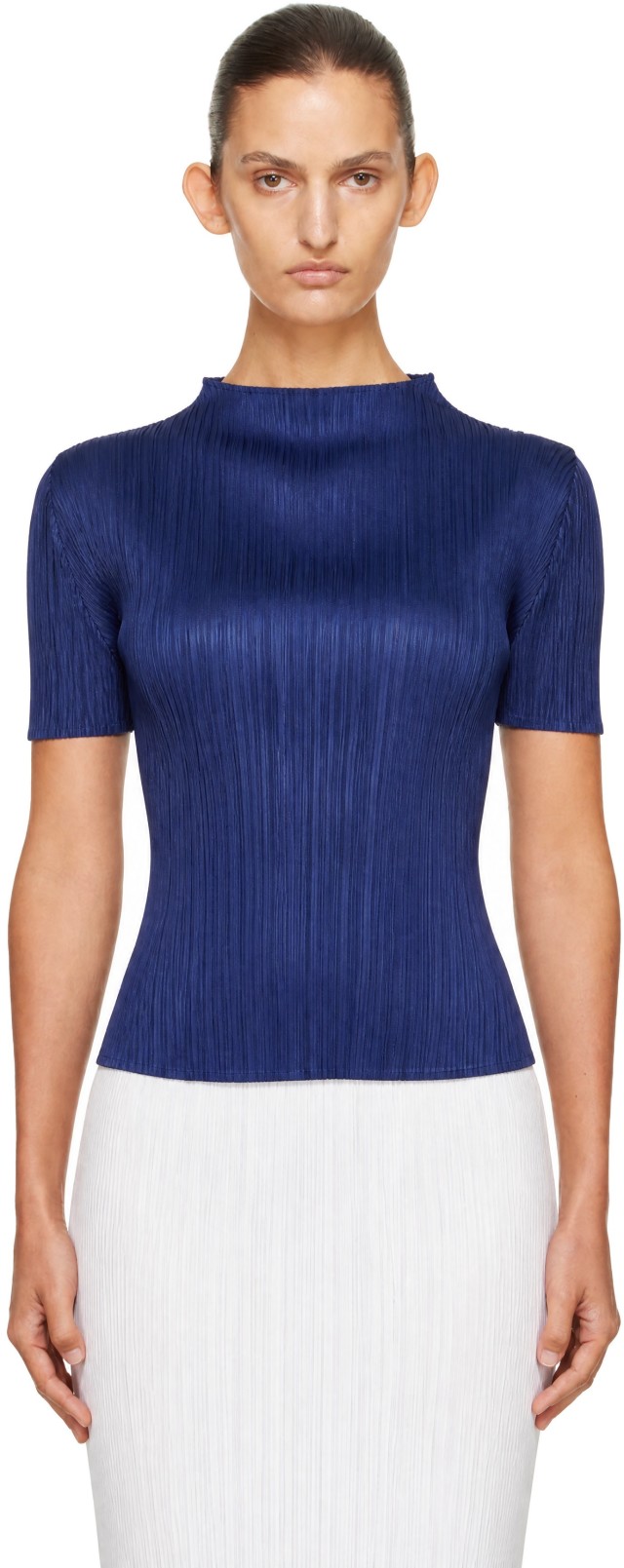 NOWNES Seine Pleats tops 半袖　ネイビー PLEATS PLEASE ISSEY MIYAKE: Navy Monthly Colors September Top | SSENSE